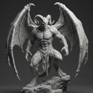Winged demon warrior statue